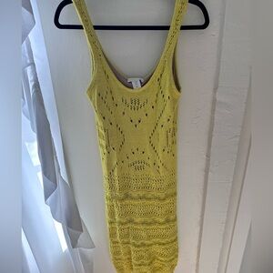 House of Harlow 1960 Yellow Crochet Midi Dress Size Medium